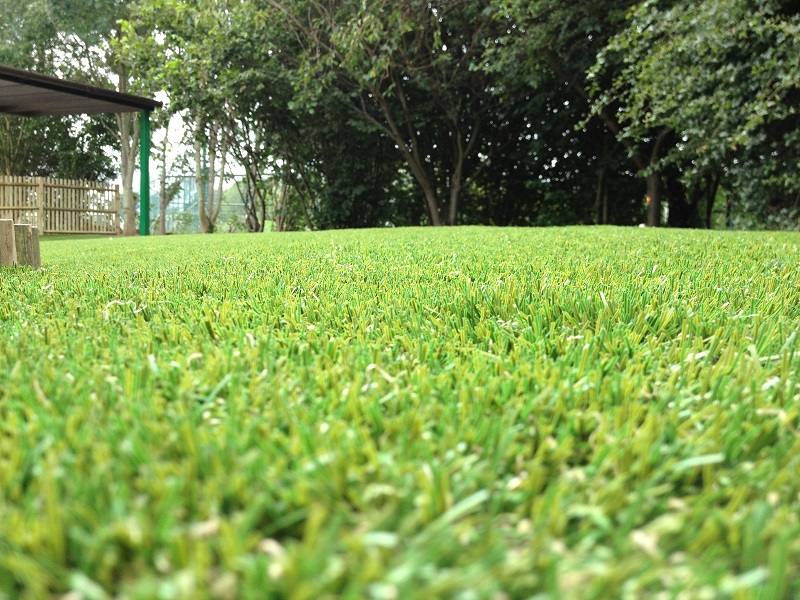 Close up image of artificial grass installed